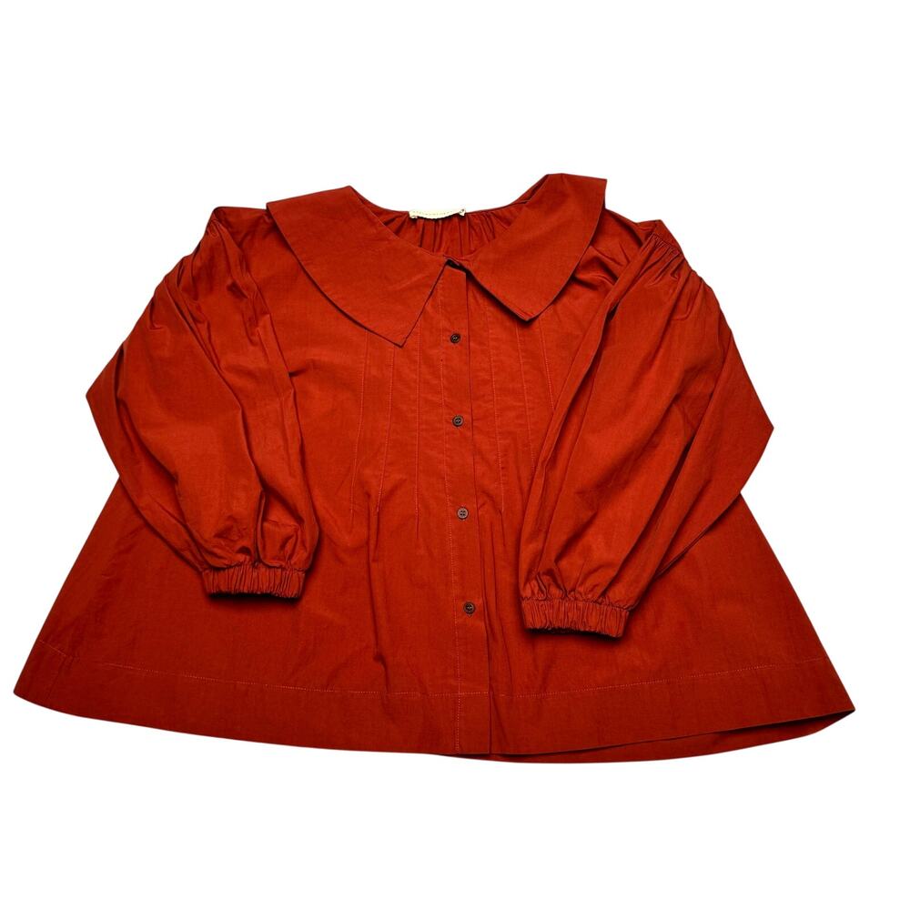 Beaumont Prunus Organic Cotton Poplin Blouse Shirt Women's Small Twee Sailor